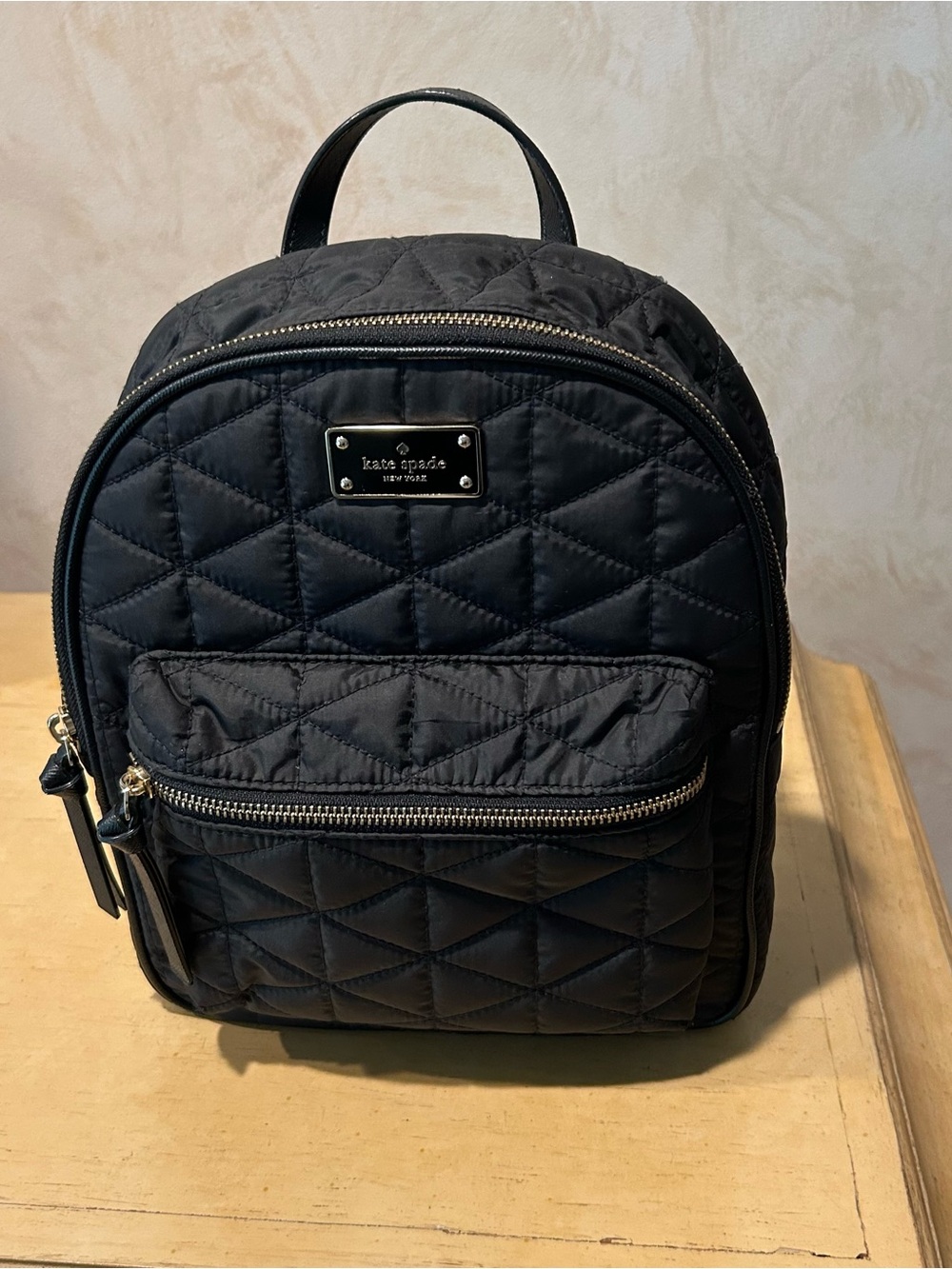 Kate Spade New York Wilson road quilted small Bradley leather black backpack